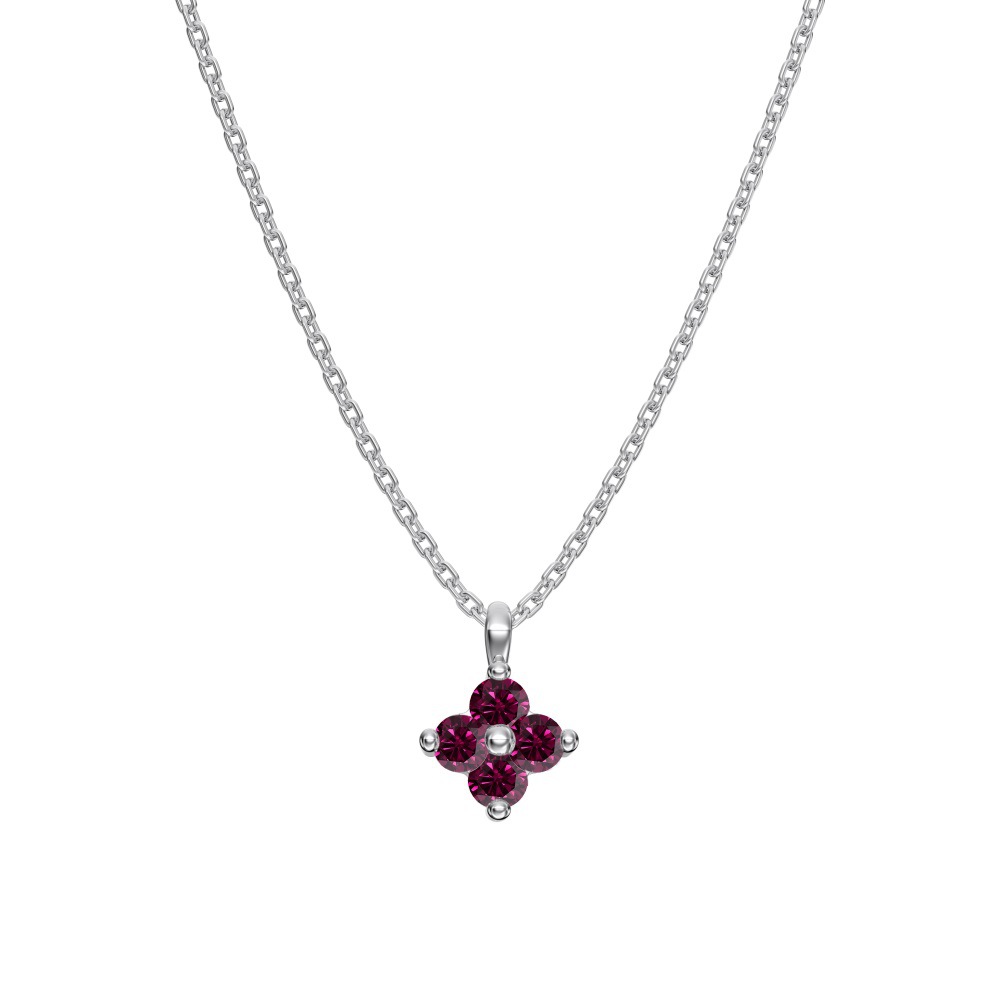 Silver Red Rose Necklace