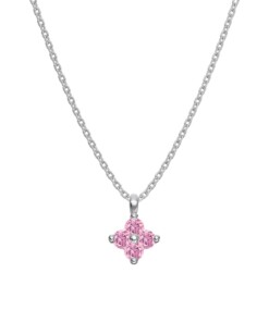 Silver Pink Rose Necklace
