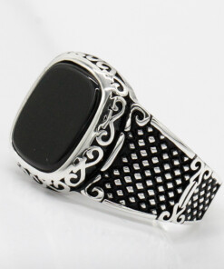 Silver Simple Black Ring