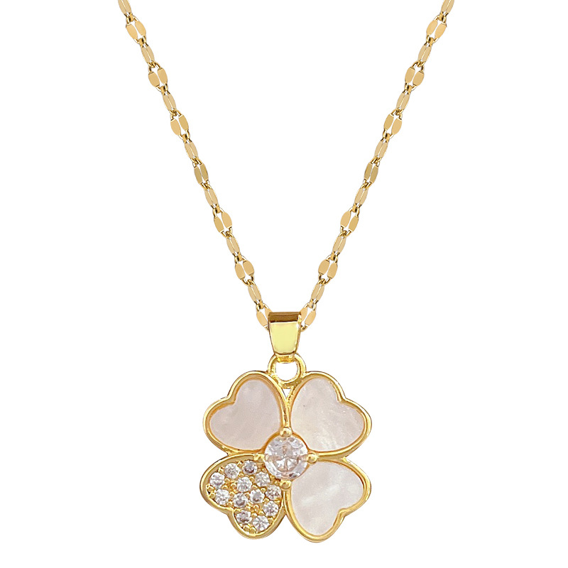 Gold Shell Four Leafs Necklace