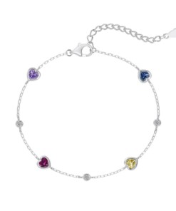 Four Hearts Silver Anklet