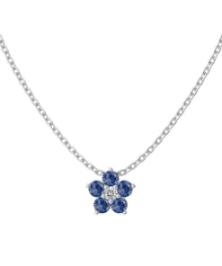 Silver Blue Rose Neckace